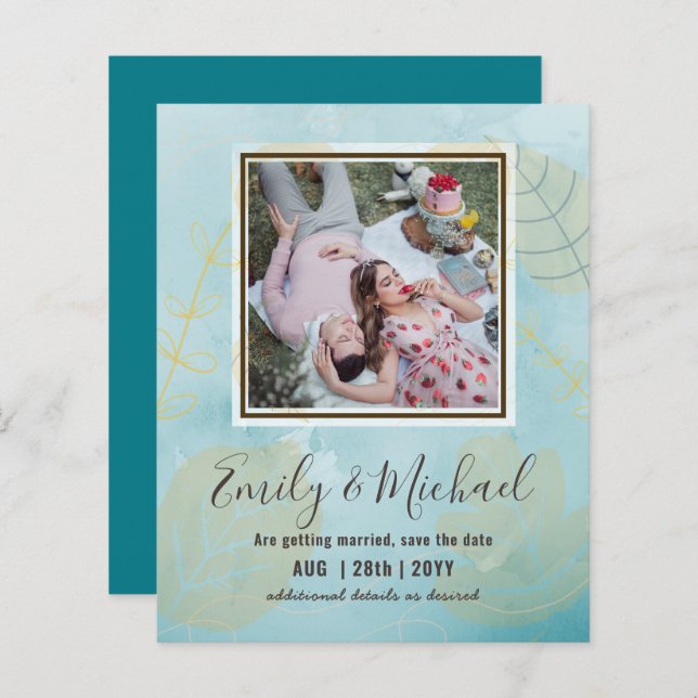 BUDGETPHOTO Bröllop spara datum Boho Abstrakt (Fram/baksida)