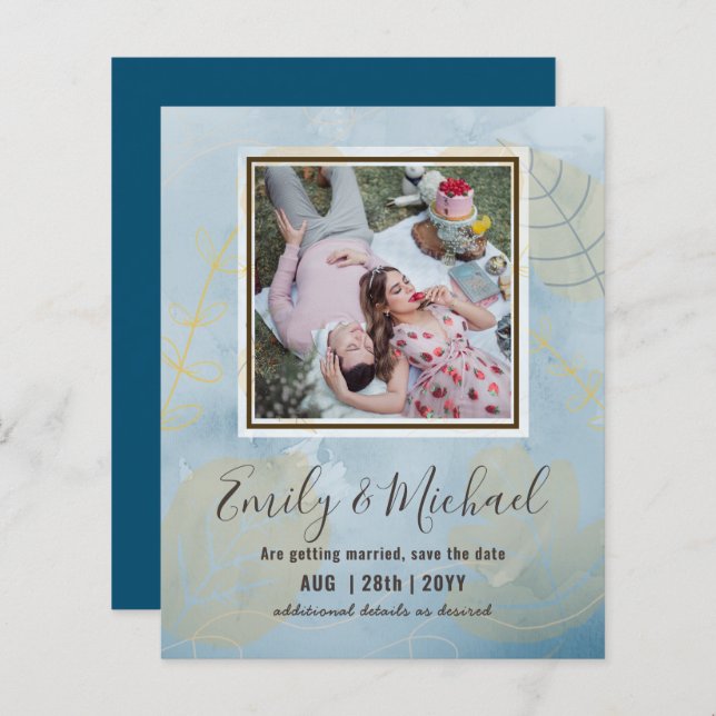 BUDGETPHOTO Bröllop spara datum Boho Abstrakt (Fram/baksida)