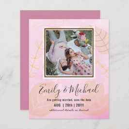 BUDGETPHOTO Bröllop spara datum Boho Abstrakt