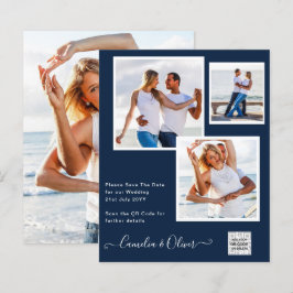 BUDGETPHOTO-bröllopsinbjudan QR CODE OSA Blue