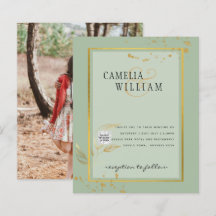 BUDGETPHOTO-bröllopsinbjudan QR CODE Osa Grönt