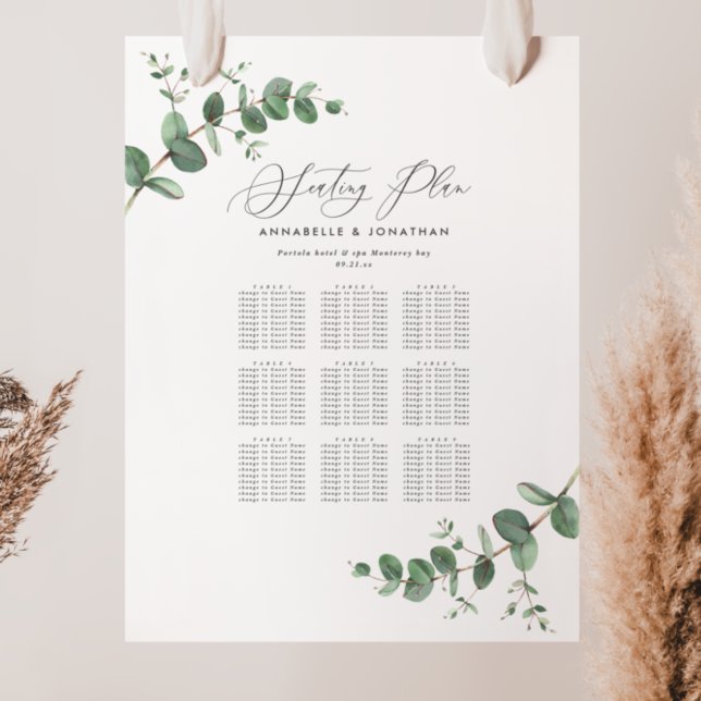 Budgetplan för Bröllop Eucalyptus botaniska sittpl Poster (Skapare uppladdad)