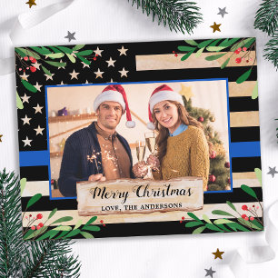 Budgetpolis Thin Blue Line USA flagga jul