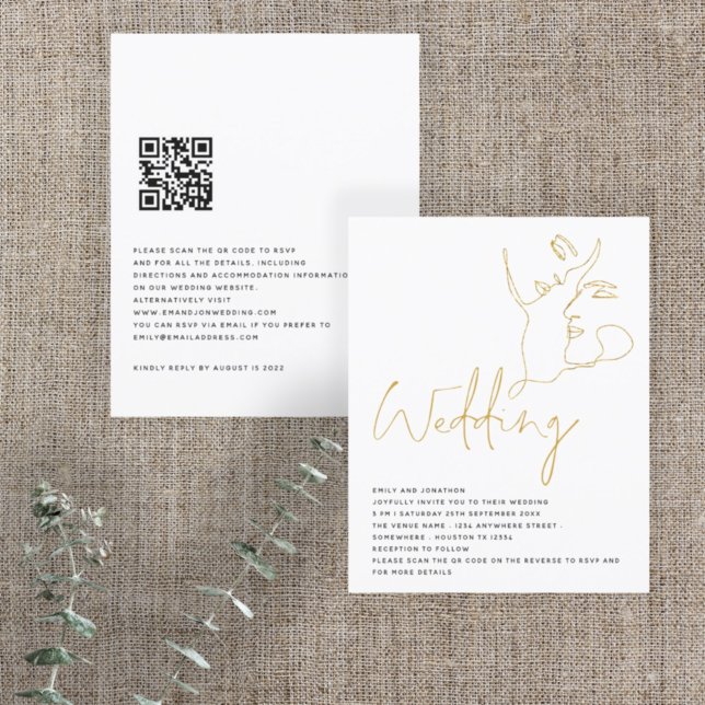Budgetpost Art Ansikte Guld Glitter QR Bröllop (Skapare uppladdad)