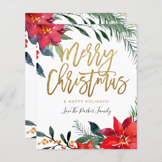 Budgetpost Blommigt God jul (Fram/baksida)