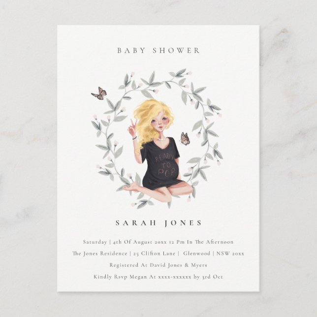 Budgetprognostiserad kvinnoblomma i Baby Vykort (Framsida)