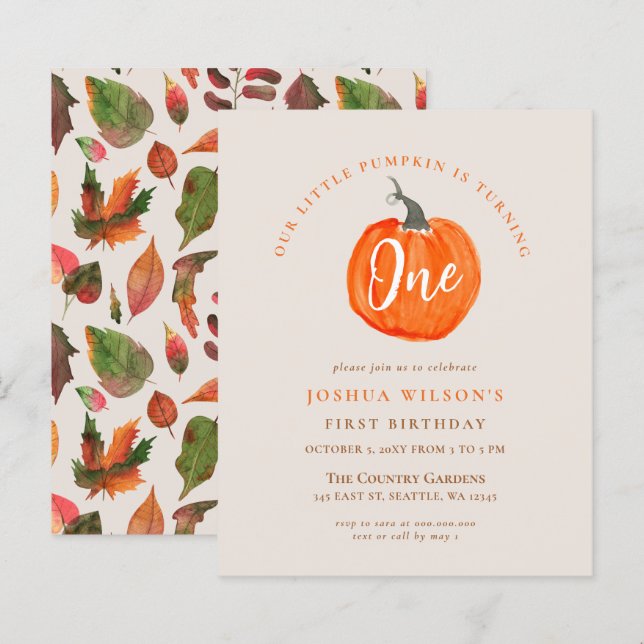 Budgetpumpning första födelsedagsfest inbjudan (Fram/baksida)