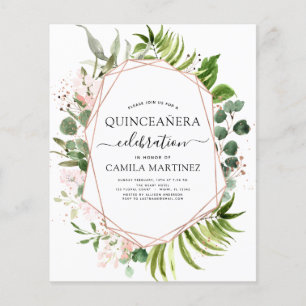 BudgetQuinceanera Eucalyptus Ro Guld Geometric Flygblad