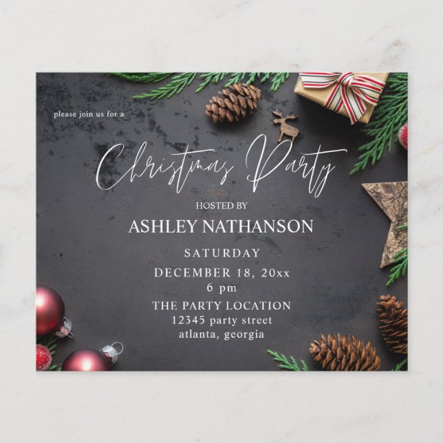 Budgetren Rener och Gräs Rustic-julen Party Flygblad (Framsidan)