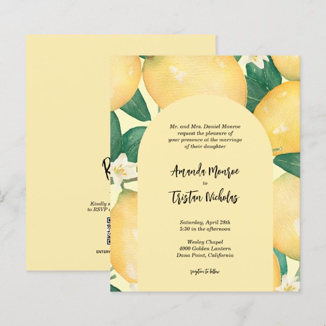 Budgetrubriker Bröllop alla i ett Inbjudningskort (Fram/baksida)