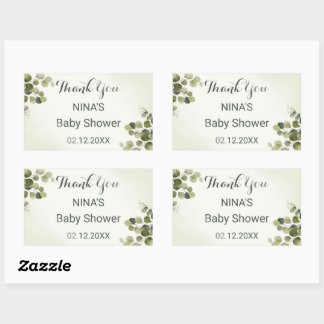 Budgetrunda för Eucalyptus Rustic Lövs Tack Rektangulärt Klistermärke