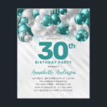 Budgetsalen Grönt Silver Blegon Glitter födelsedag<br><div class="desc">Modern Glam Teal Grönt Silver Balloon Glitter Gnistra vid födelsedag</div>