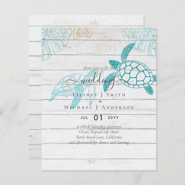 BUDGETsköldpaddor Bröllop Modern Line Art (Fram/baksida)