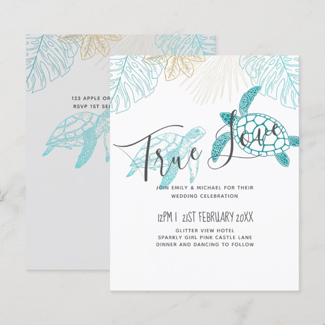 BUDGETsköldpaddor Bröllop Modern Line Art (Fram/baksida)