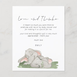 Budgetskript Elephant Baby Shower Kärlek och tack