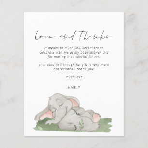 Budgetskript Elephant Baby Shower Kärlek och tack