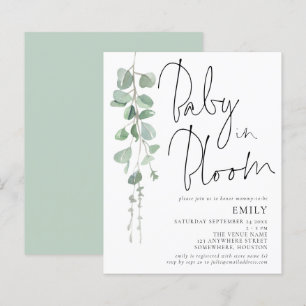 Budgetskript Eucalyptus Baby i blobinbjudan