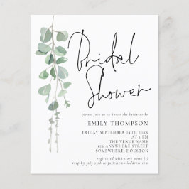 Budgetskript Eucalyptus Inbjudningskort för möhipp