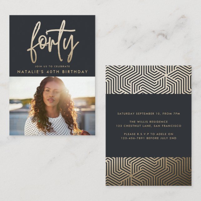 budgetskript för elegant av enkel snyggt på 40 års anteckningskort (Fram/baksida)