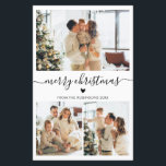 Budgetskript Heart 3 Photo Collage julkort<br><div class="desc">Budgeterad Elegant, svart och vitt, modernt hjärt-skript 3 fotokollage God jul, tunt Helgdag för skript. Obs! Lägre än vykort! Den här sjutna, minimala tre (3) fotokortsmallen innehåller en söt fotokollage, en liten hjärtdodle och säger God jul! Texten "God jul" hälsning är skriven i en vacker svart, skrift av typografi, swash-svan...</div>
