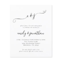 Budgetskript Initialer QR Bröllop Evening Inbjudan