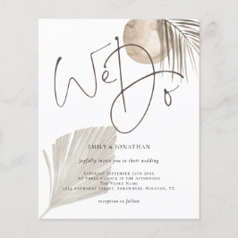 Budgetskript som vi gör Boho Pampas bröllopsinbjud