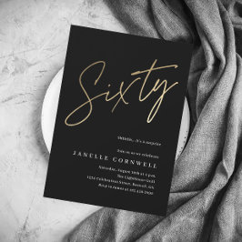 Budgetskript, svart Guld 60:e födelsedagsinbjudan