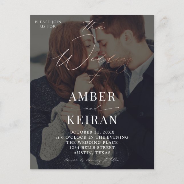 Budgetskuggor - Mörk med Bronze Photo Bröllop Flygblad (Framsidan)