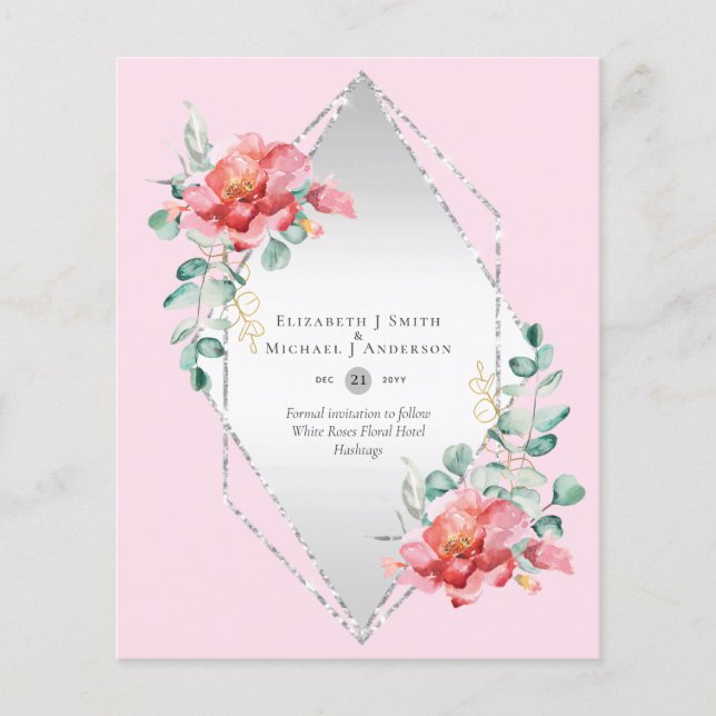 BUDGETSPARA DATUMEN - VIT ROS BLOMMIGT FLYGBLAD (Framsidan)