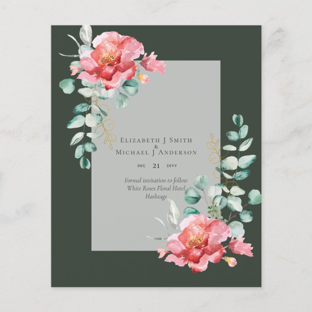 BUDGETSPARA DATUMEN - VIT ROS BLOMMIGT FLYGBLAD (Framsidan)