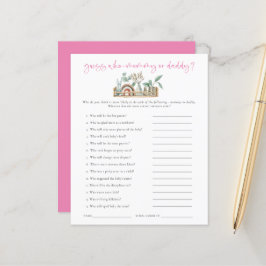 Budgetspel Gissa vem Mamma Pappa Rosa Baby Shower