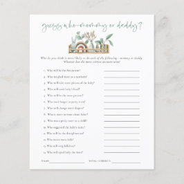 Budgetspel Gissa vem Mamma Pappa ska skicka babysk