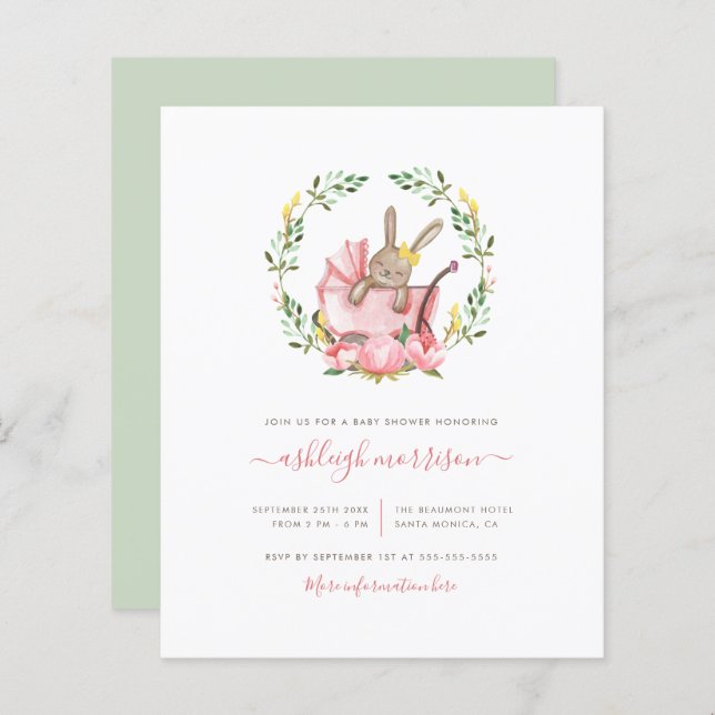 Budgetstöldrubrik i Buggy Flicka Shower (Fram/baksida)