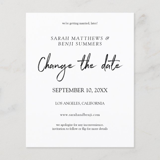 Budgetsvartvitt Ändra datum Flygblad (Framsidan)