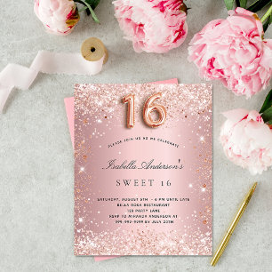 Budgetsvett 16 stoft från rosa ros guld glitter