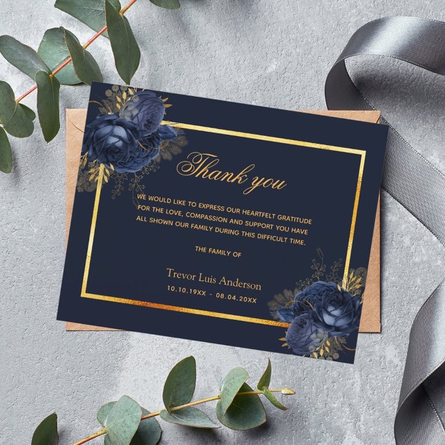 Budgetsympati blått blommigt guld tack (Skapare uppladdad)