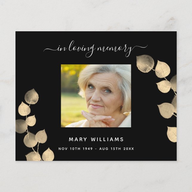 Budgetsympati svart gyllene eukalyptus-foto (Baksida)