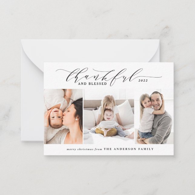 budgettacksam och välsignad 3 bild anteckningskort (Framsida)