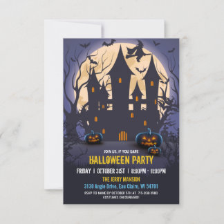 Budgettalesman Witch Haunted House Halloween fest Inbjudningar
