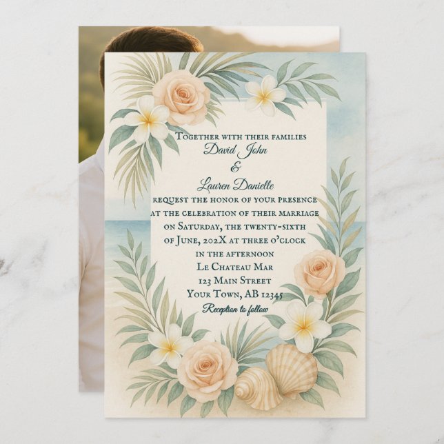 Budgettid och Bloom Photo Wedding-inbjudan Inbjudningar (Fram/baksida)