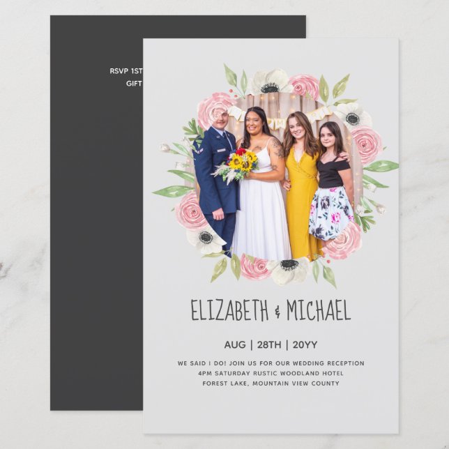 Budgettrender FOTO Bröllopsfestinladningar (Fram/baksida)