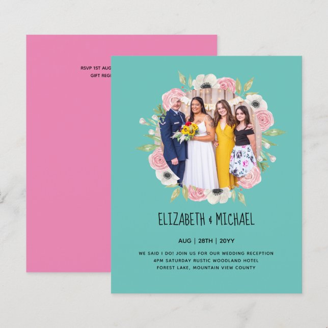 Budgettrender FOTO Bröllopsfestinladningar (Fram/baksida)