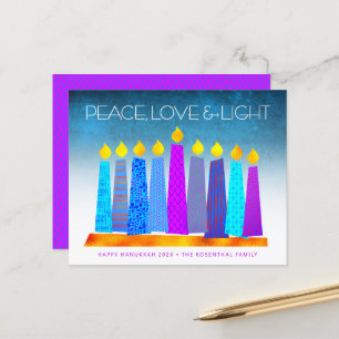 Budgetturcitat Hanukkah Candles Peace Kärlek Card