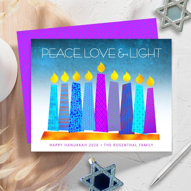 Budgetturcitat Hanukkah Candles Peace Kärlek Card (Skapare uppladdad)