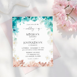 Budgetturkos och Rosa Blommigt Bröllop Flygblad