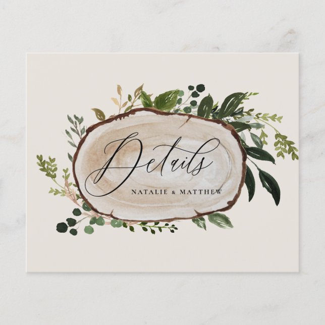 Budgetuppgifter för Rustic wood slice bröllop Flygblad (Framsidan)