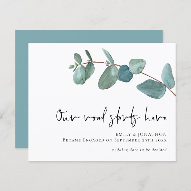 Budgetväg börjar här Eucalyptus Förlovning (Fram/baksida)