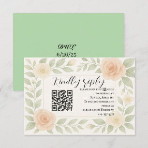 Budgetvänligt Blommigt QR-kod RSVP-kort OSA Kort
