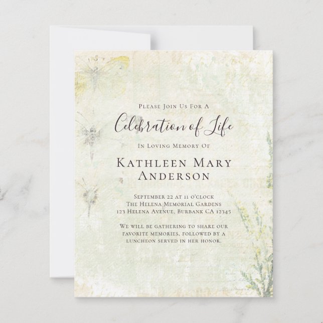 BUDGETVintagen Firande för livets inbjudan (Framsida)