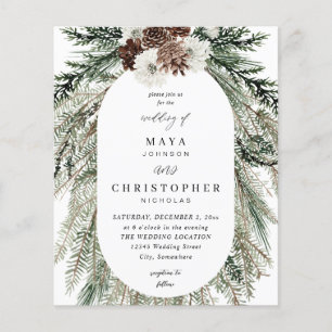 Budgetvinter vit Blommigt och Gräs 2 Bröllop Flygblad